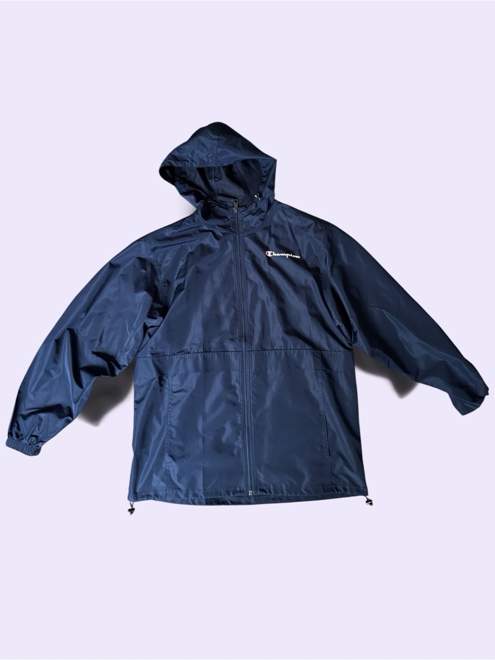 Champion Navy Hooded Rain Jacket with Zip Front